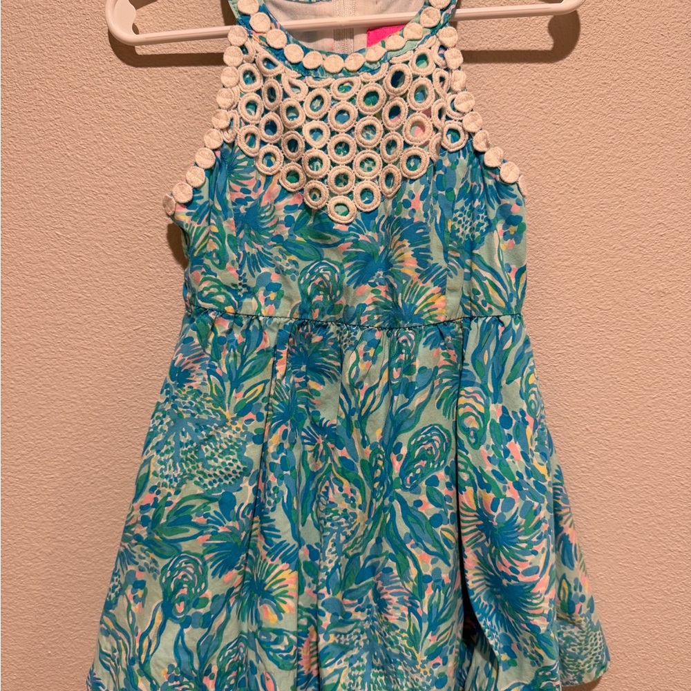 Lilly Pulitzer Blue and White Dress with Crochet Accents